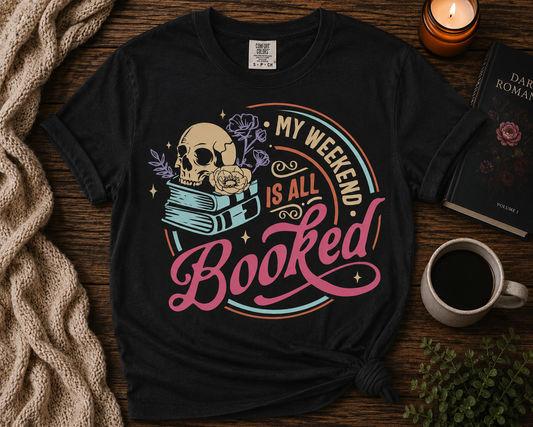 My Weekend Is All Booked Retro Bookish Tee