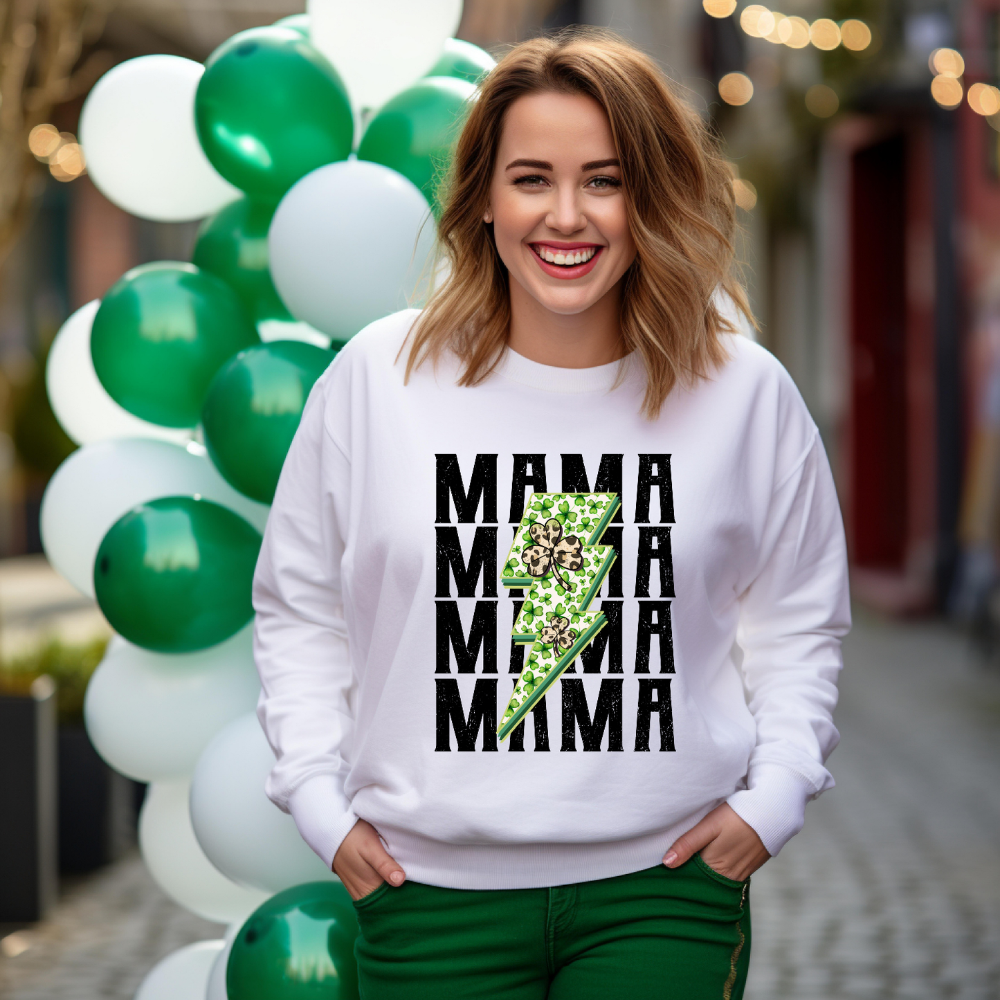 🍀⚡ Lucky Mama Shamrock Crewneck Sweatshirt ⚡🍀