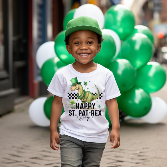 🦖🍀 Happy St. Pat-Rex Day Kids Tee 🍀🦖