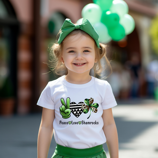 ✌️🍀 Peace Love Shamrocks Kids Tee 🍀💚
