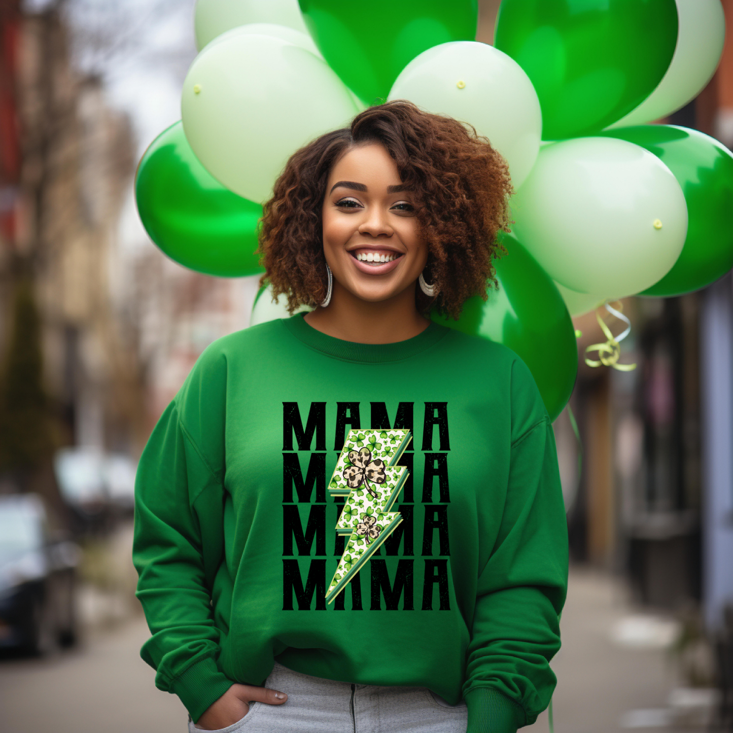 🍀⚡ Lucky Mama Shamrock Crewneck Sweatshirt ⚡🍀