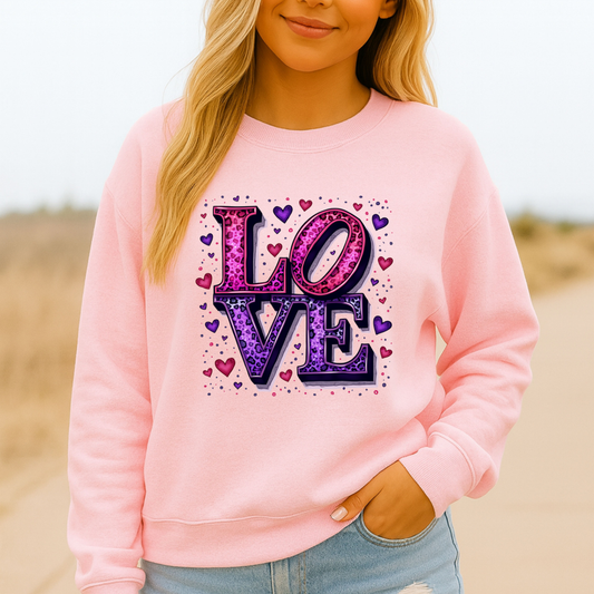 LOVE Sweatshirt – Cute Pink Leopard Print Valentine’s Pullover 💕