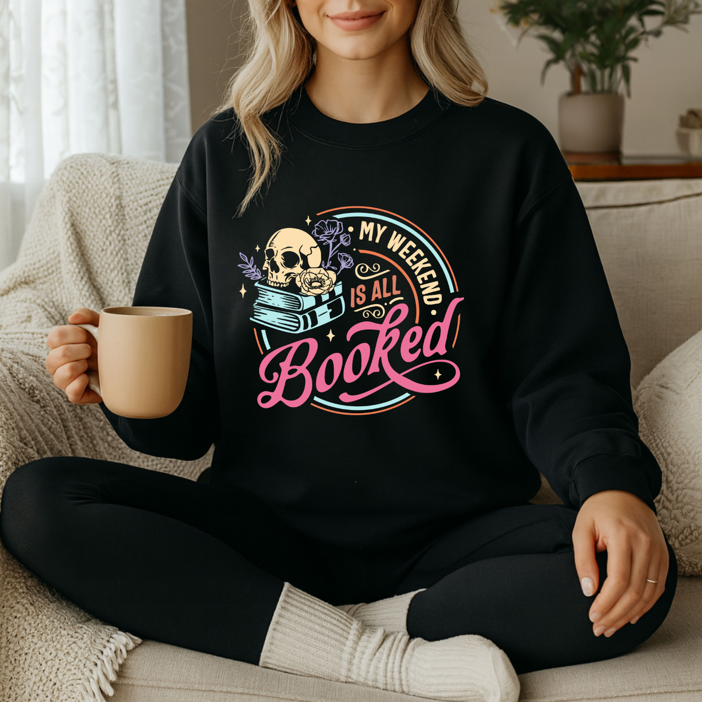 📚💀✨ My Weekend Is All Booked Crewneck Sweatshirt ✨📖🖤